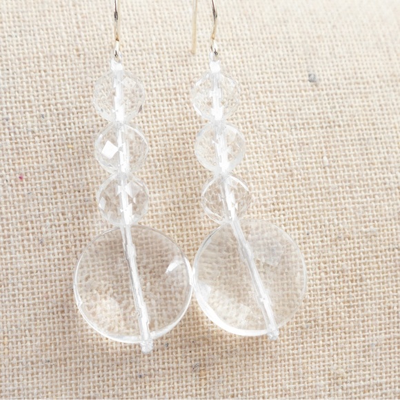 Jess David Clear By Design Quartz drop style faceted stone earrings clear quartz - Picture 9 of 11